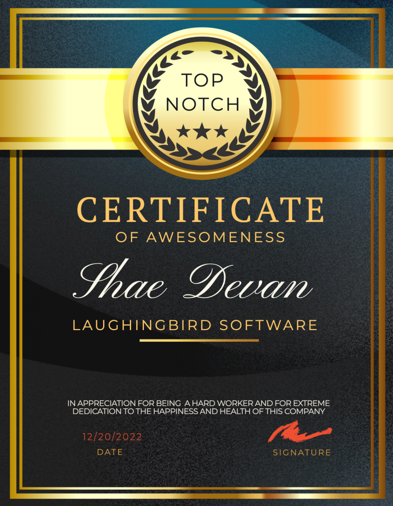 Certificate of Appreciation example